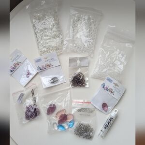 Crystal Beads and Charms Set - Purple, Blue, Silver, Clear